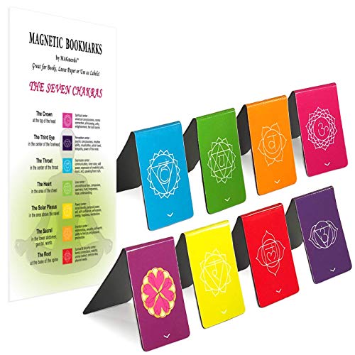 Marcapáginas Chakras Magnéticos, Diseños Originales con Información Sobre Los Chakras y Energía Equilibrada, 2,6 x 4 cm Tamaño Plegado (8 pieza)