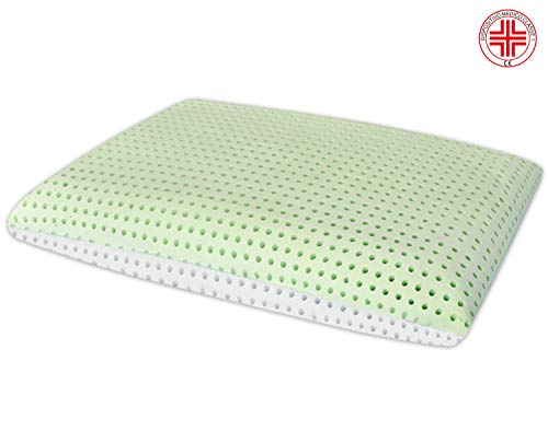 Marcapiuma – Cojín de Memory Bio Doble Aloe Modelo jabón Perforado Alto 14 cm – Almohada Memory Aloe Vera ortopédica Funda Protectora 100% algodón – Dispositivo médico – 100% Made in Italy