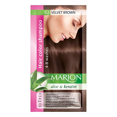 Marion. Champú de color para el cabello en bolsita, duración de 4 a 8 lavados, con áloe y queratina, color semipermanente