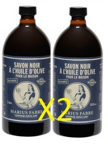 Marius Fabre Savon de Marseille - Jabón negro con aceite de oliva (1 L, 2 botellas de 1 L)