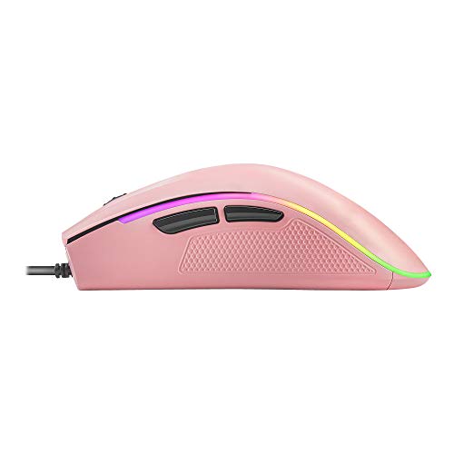 Mars Gaming MM218 Pink - Ratón PC óptico 10000DPI con iluminación RGB, Rosa