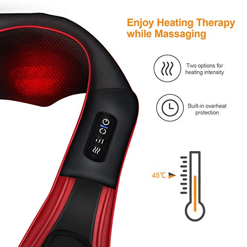 Masajeador Cervical Misiki Shiatsu Masajeador con 3D Rotación, Masaje con Calor de Espalda y Cuello y Hombro para Relajarse, Alivie el Cuello Para el Hombro y el Dolor de Espalda los Músculos