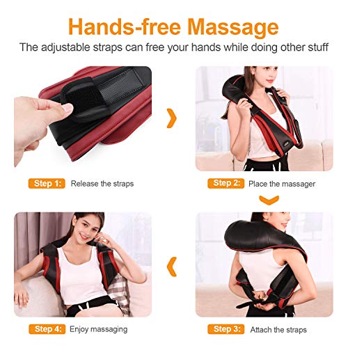 Masajeador Cervical Misiki Shiatsu Masajeador con 3D Rotación, Masaje con Calor de Espalda y Cuello y Hombro para Relajarse, Alivie el Cuello Para el Hombro y el Dolor de Espalda los Músculos