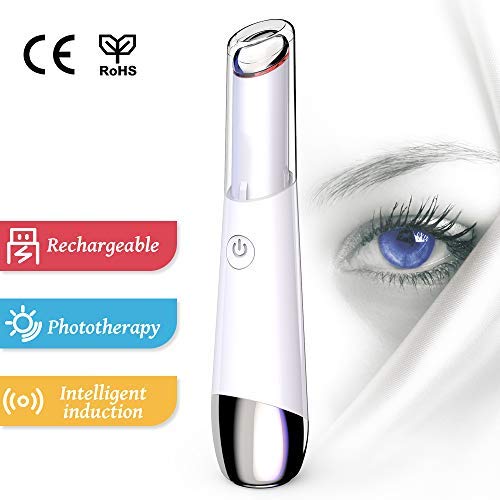 Masajeador de ojos Anti-envejecimiento Masajeador antiarrugas Cara, USB recargable con fototerapia, vibración, función de calor para círculos oscuros, sombra de ojos, arrugas