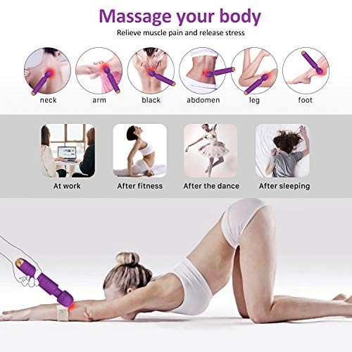 Masajeador de varita eléctrica inalámbrica, Melo Potente vibrante eléctrico de mano Varita de masaje mágico con 25 modos, Inalámbrico Impermeable Recargable Mujer Pareja Alivio del estrés (púrpura)