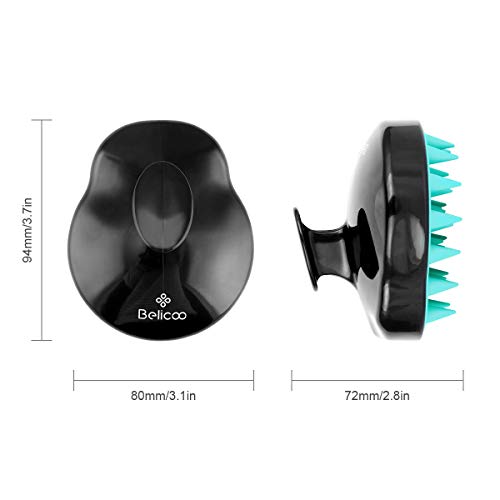 Masajeadores para el cuero cabelludo, cepillo para champú BELICOO peine flexible de silicona suave, promueve el crecimiento del cabello, protege la manicura, para uso húmedo y seco (Verde-claro negro)