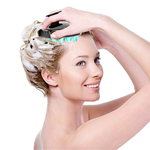 Masajeadores para el cuero cabelludo, cepillo para champú BELICOO peine flexible de silicona suave, promueve el crecimiento del cabello, protege la manicura, para uso húmedo y seco (Verde-claro negro)