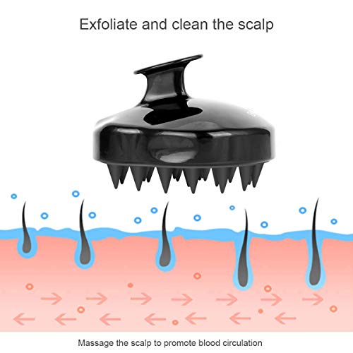 Masajeadores para el cuero cabelludo, cepillo para champú BELICOO peine flexible de silicona suave, promueve el crecimiento del cabello, protege la manicura, para uso húmedo y seco (Negro)