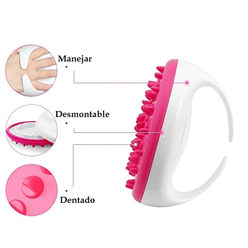 Masajes Cepillo Celulitis,Vococal Celulitis Cepillo de Cuerpo para Reducir depósitos grasos/Reparar piel/Elimina las toxinas/Aprieta tonifica (Rosa)