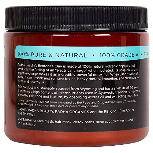 Máscara de barro del mar muerto con arcilla de bentonita para rostro y cuerpo con fórmula natural para tratar el acné, poros, puntos negros y piel grasa La curación de la India arcilla 260mL