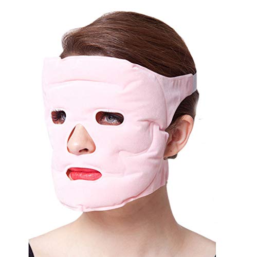 Máscara de belleza reutilizable, Winnes antiedad, cuidado de la piel, terapia de frío, máscara magnética antialérgica, mascarilla de masaje facial relajante, hidratante y rejuvenecedora, color rosa