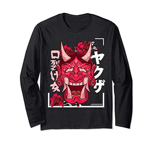 Máscara de demonio japonesa vaporwave máscara de diablo Manga Larga