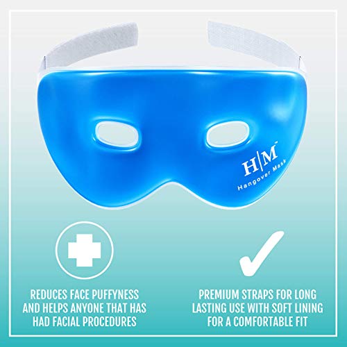 Máscara de gel reutilizable en frío o en caliente para aliviar la hinchazón de la cara, los ojos cansados, los dolores de cabeza, resaca, migrañas y ojeras