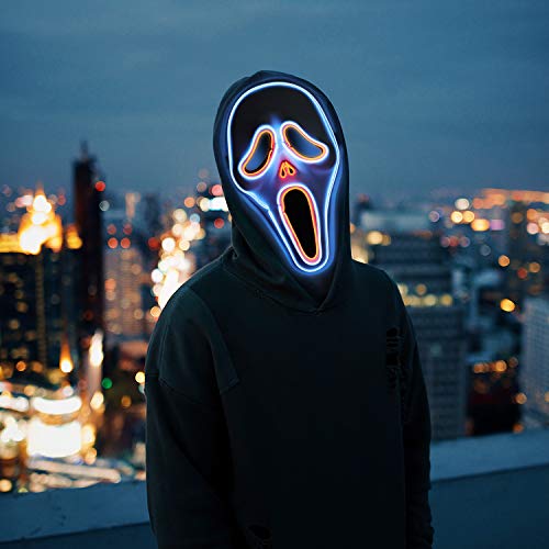 Máscara de Halloween,LED Máscaras Purga Grimace Mask Horror Halloween con 3 Modos para Fiesta de Disfraces la Navidad Grimace Fiesta