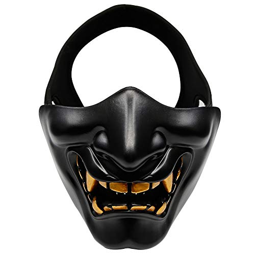 Máscara de media cara de diablo, mascarada de máscara de diablo, máscara protectora unisex para juego de truco de fiesta de disfraces de Halloween negro