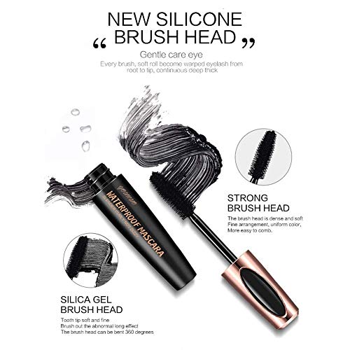 Máscara de pestañas 4D de fibra de seda, máscara de pestañas extralarga, máscara de pestañas 4D de seda resistente al agua, fibra de volumen 4D, color negro