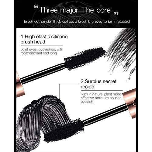 Máscara de pestañas 4D de fibra de seda, máscara de pestañas extralarga, máscara de pestañas 4D de seda resistente al agua, fibra de volumen 4D, color negro