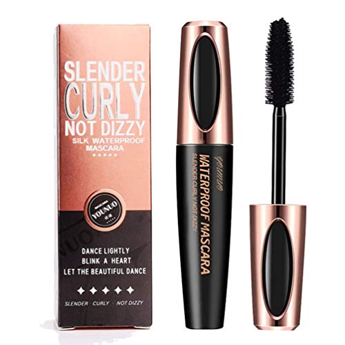 Máscara de pestañas 4D de fibra de seda, máscara de pestañas extralarga, máscara de pestañas 4D de seda resistente al agua, fibra de volumen 4D, color negro