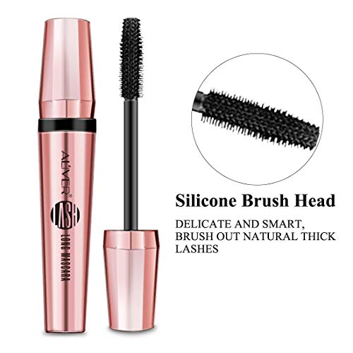 Máscara de pestañas de fibra de seda 4D, Máscara impermeable, Máscara lujosamente más larga, Agrega longitud, profundidad y glamour sin esfuerzo, negro duradero