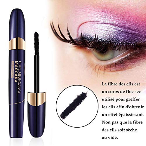 Máscara de Pestañas,4D Silk Fiber Eyelash Mascara, 4D Mascara,Larga duración, sin arrugas, sin manchas, más larga, más gruesa, Negra