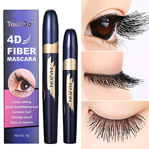 Máscara de Pestañas,4D Silk Fiber Eyelash Mascara, 4D Mascara,Larga duración, sin arrugas, sin manchas, más larga, más gruesa, Negra