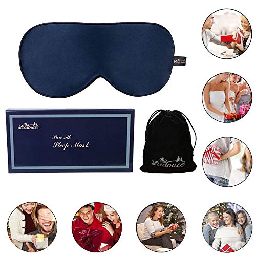 Máscara de Sueño, Antifaz para Dormir,Máscara de Noche,Con Caja de Regalo de Lujo,Ergonómico Máscara de Viaje Máscara para Los Ojos100% Seda Natural Opaco Ultra-douce para Dormir con Bolsa de Viaje