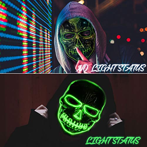 Máscara LED Halloween,Craneo Mascaras de Terror con 3 Modos para Halloween la Fiesta de Disfraces la Navidad Cosplay Grimace Fiesta