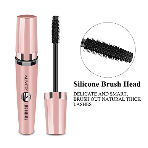 Máscara Pestaña 4D de Fibra de Negra Resistente al Agua Volumen de Pestañas Extra Largas Más Grueso Sin Grumos Larga Duración Todo el día Lujosas Pestañas