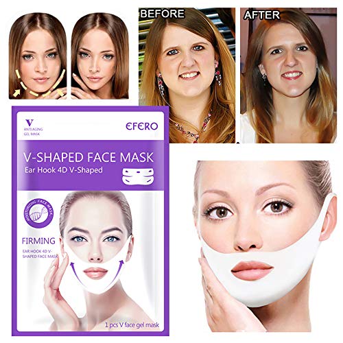 Máscara V Line Reductor de Mentón Doble Mascarilla Intensiva de Elevación, Antiarrugas para reafirmar, rejuvenecer e hidratar la piel del rostro y el cuello