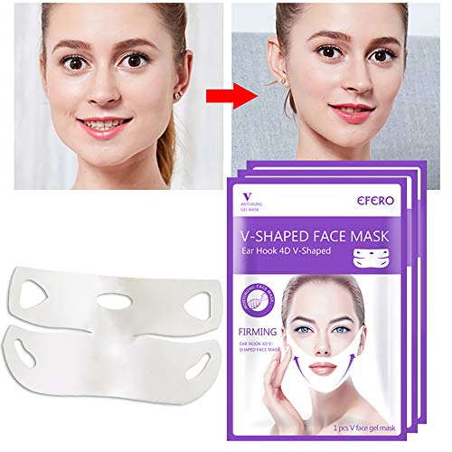 Máscara V Line Reductor de Mentón Doble Mascarilla Intensiva de Elevación, Antiarrugas para reafirmar, rejuvenecer e hidratar la piel del rostro y el cuello