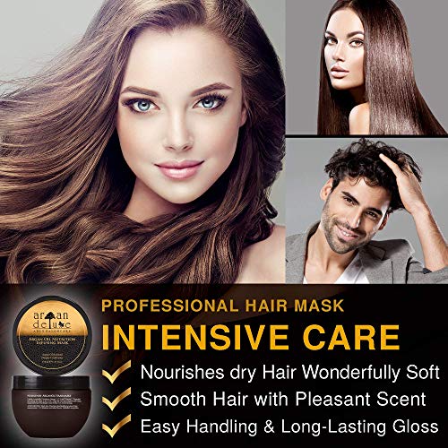 Mascarilla capilar Argan Deluxe con calidad de peluquería 250 ml - tratamiento capilar con aceite de argán para cuidado intensivo