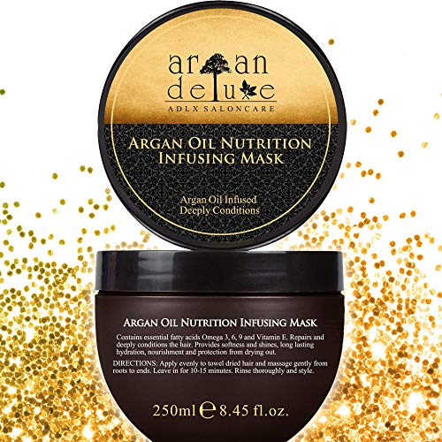 Mascarilla capilar Argan Deluxe con calidad de peluquería 250 ml - tratamiento capilar con aceite de argán para cuidado intensivo