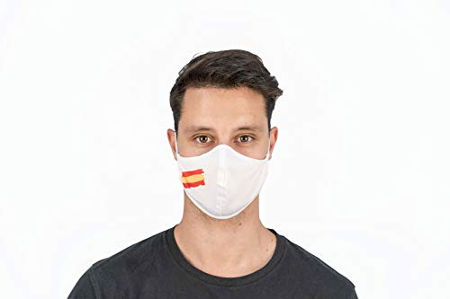 Mascarilla de Tela Homologada Reutilizable Bandera de España - Blanca