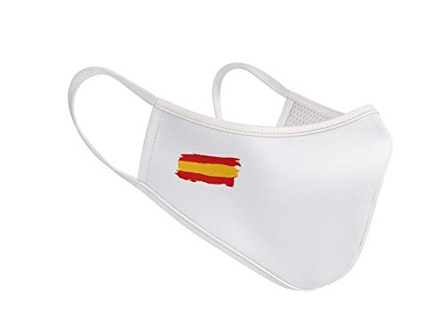 Mascarilla de Tela Homologada Reutilizable Bandera de España - Blanca