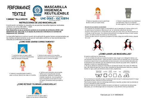 Mascarilla de Tela Homologada Reutilizable Bandera de España - Negra