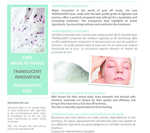 Mascarilla facial hidratante de alginato en polvo, removedor de espinillas Mascarilla puntos negros Mascarilla Vegan, sin aclarado, exfoliante 200 g (Máscara revitalizante de minerales y algas)