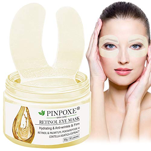 Mascarilla para los ojos, Anti edad para ojeras, Máscara para Ojos De Colágeno, Anti Arrugas, Ojos Hinchados, Quitar Bolsas y Círculos Oscuros Debajo de los Ojos, 50 Pcs