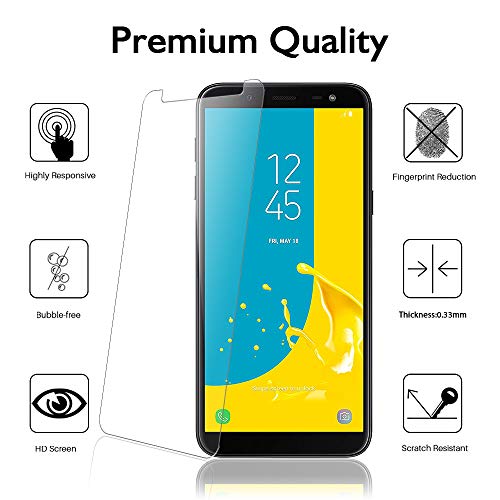 MASCHERI Protector de Pantalla para Samsung Galaxy J6 2018, [3-Unidades] Cristal Vidrio Templado Glass Screen Protector para Samsung J6 2018 - Transparente