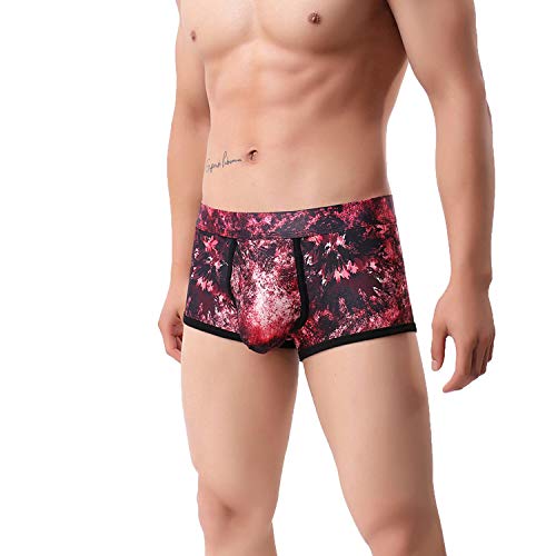 Masculino Transpirable Bragas Hombre de la Manera de la Ropa Interior de la impresión Atractiva Pantalones cómodos Hombres Calzoncillos, E Rojas, L