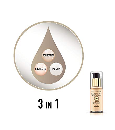 Max Facefinity All Day Flawless 3 en 1 Fundación en Nude Caliente 48 - Primer, Concealer & Foundation en un - Para un perfecto acabado mate - 1 x 30 ml