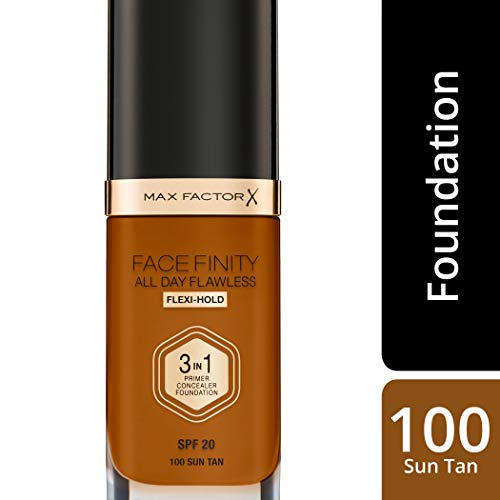 Max Factor FaceFinity 3 en 1 All Day Flawless Base de Maquillaje Tono 100 Sun Tan - 30 ml
