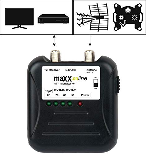 maxx.onLine ST-1 - Comprobador de señal de televisión por cable DVB-C/DVB-T, analógico/digital 40-862 MHz