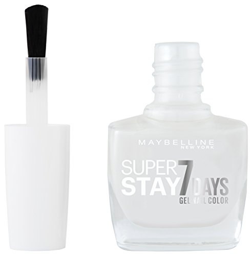 Maybelline New York Súper Stay 7 Días acabado de uñas Forever Strong Gel uñas Pearly blanco cara/color ultra strong hold con lámpara UV en color blanco brillante – 1 x 10 ml