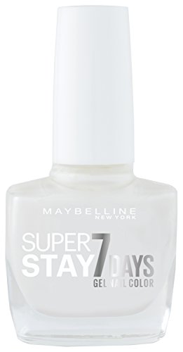 Maybelline New York Súper Stay 7 Días acabado de uñas Forever Strong Gel uñas Pearly blanco cara/color ultra strong hold con lámpara UV en color blanco brillante – 1 x 10 ml