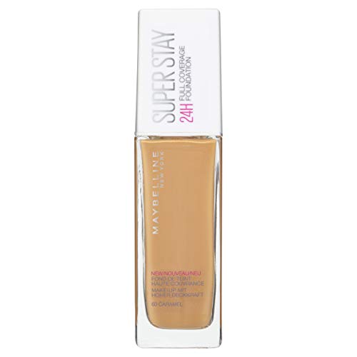 Maybelline New York - SuperStay 24H, Base de Maquillaje Semi-Mate de Alta Cobertura, Tono 60 Caramel