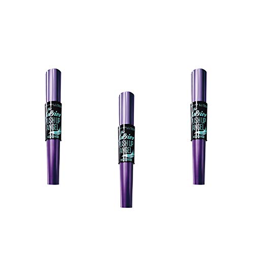 Maybelline Push Up Angel - Mascara, 9,5 ml, resistente al agua, color negro, lote de 3