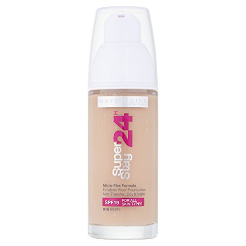 Maybelline Superstay 24HRS 10 Ivory Frasco dispensador - base de maquillaje (Ivory, Piel mixta, Piel seca, Piel normal, Piel grasosa, Piel sensible, Frasco dispensador, 24 h, Francia, 33 mm)