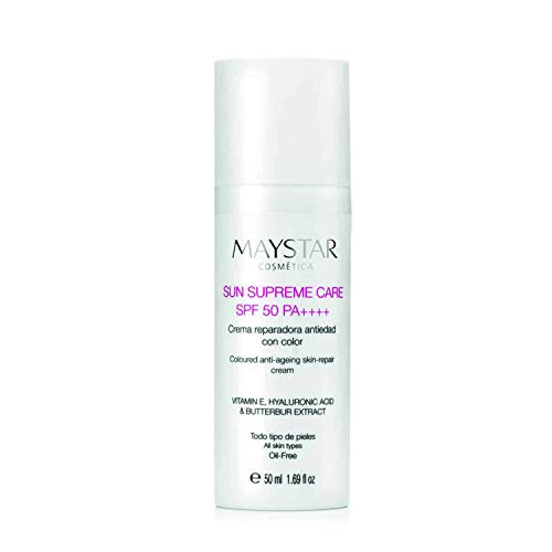 Maystar Skincare – Crema Reparadora con Color, Protección Solar 50, Antiedad, Gama Sun Supreme, 50 ml