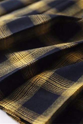 Mcaishen Falda Plisada De Las Mujeres La Cintura Alta Era Delgada Falda A Cuadros Amarilla Versión Coreana del Viento De La Universidad Falda Plisada Anti-Light Una Falda De Tenis De Word(M,Yellow)