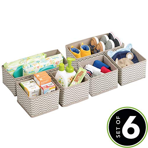 mDesign Cajas almacenaje juego de 6 – Cajas almacenaje ropa, toallas, sábanas – Ideales cajas organizadoras para un orden óptimo – Color: topo/natural